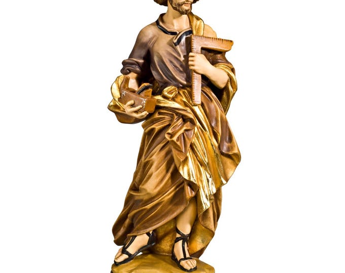 Statue of Saint Joseph the Worker, carved from Valgardena wood and decorated by hand, Italian artisan production, various decorations and sizes