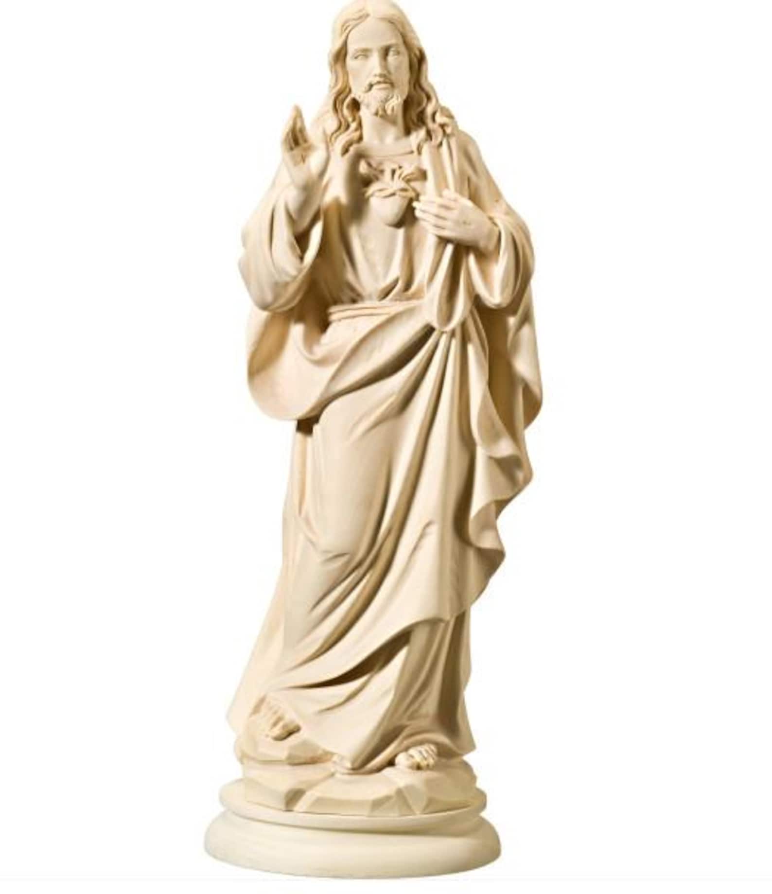 Statue of Jesus Sacred Heart, Carved in Valgardena Wood, Hand-decorated ...