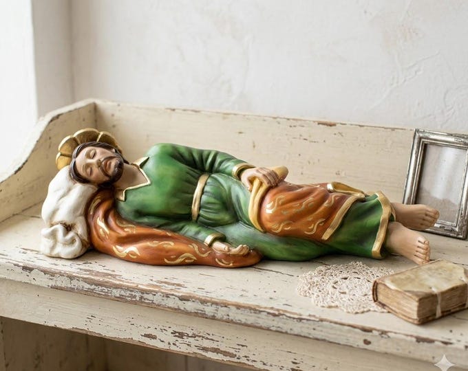 Statue of St. Joseph sleeping 40 cm (15.74 inches) by Pope Francis in hand-decorated resin, Italian artisan production