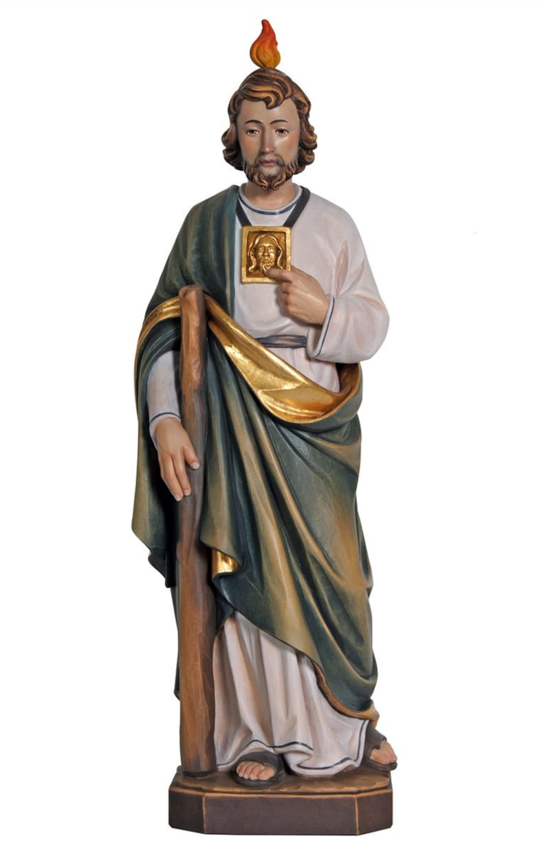 Statue of St. Jude Thaddeus Carved in Wood From Valgardena and Etsy