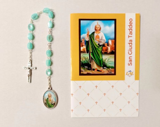 Rosary of Saint Jude Thaddeus cm 27 (10.62 inches) with recitation booklet, handcrafted in Italy