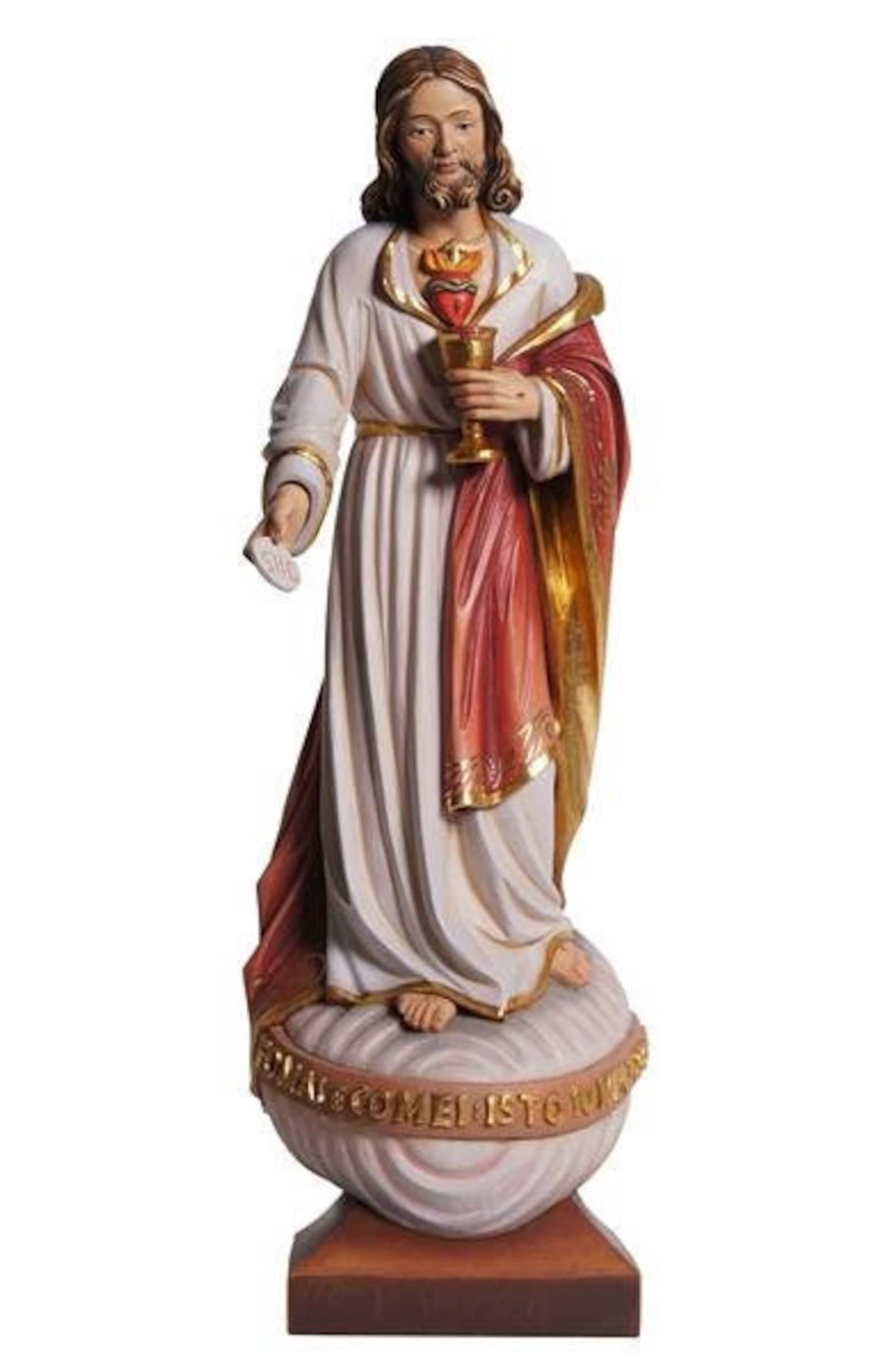 Statue of Jesus Sacred Heart With Particulate, Carved in Wood From ...