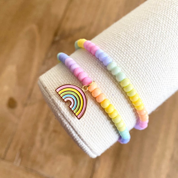 Pastel Rainbow Set. Pastel bracelets. Pastel jewelry. Womens bracelets. Bracelet stack.