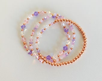 Em’s 6th Angelversary Collection. Pink and purple  jewelry. Womens bracelets. In memory.