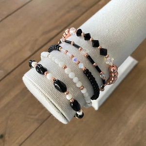 Black and White Collection. Womens bracelets. Classic black and white jewelry.