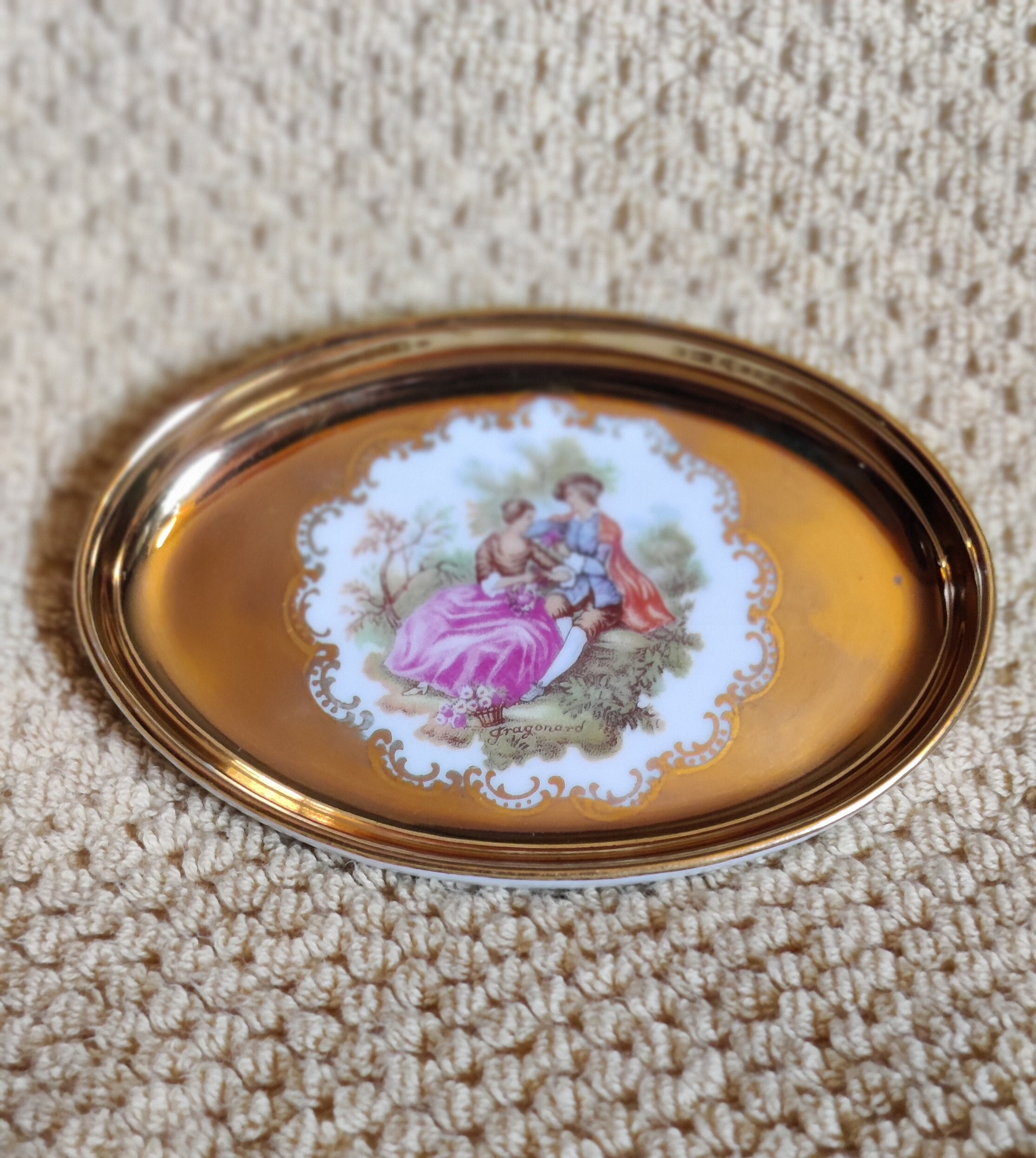 Kunst-palette Regnitzlosau Bavaria 22K Gold Vintage Courting Tiny
