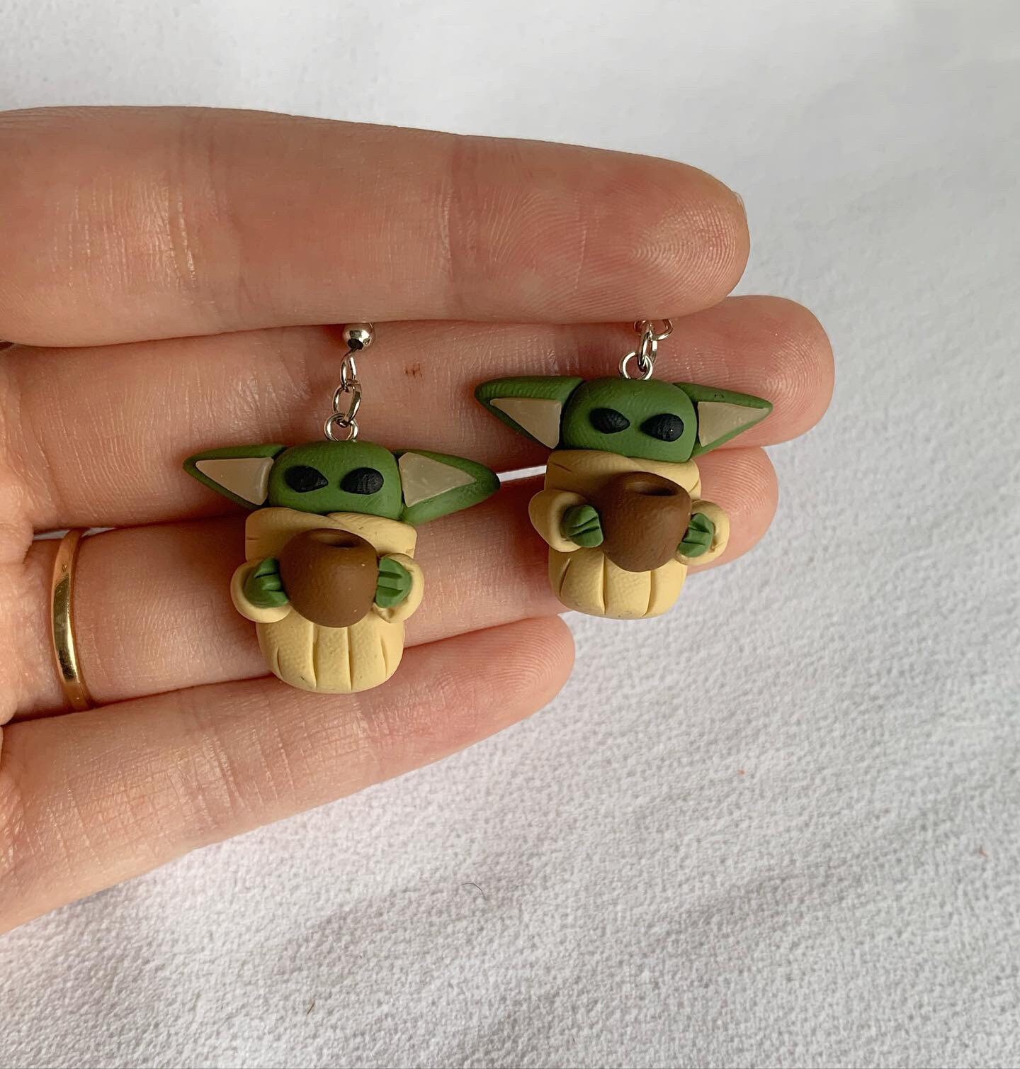Baby Yoda Earrings Mandalorian Star Wars Polymer Clay Etsy