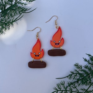 Calcifer Earrings | Studio Ghibli | Handmade Polymer Clay Earrings