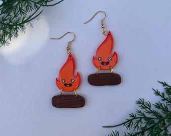 Calcifer Earrings | Studio Ghibli | Handmade Polymer Clay Earrings