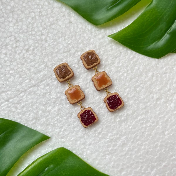Mini Toast Dangle Earrings | PB&J | Honey | Handmade Polymer Clay Jewelry