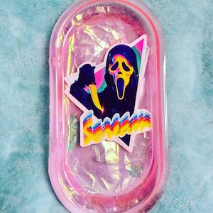 Pink Scream Horror Themed Rolling Tray, Glow in the Dark!