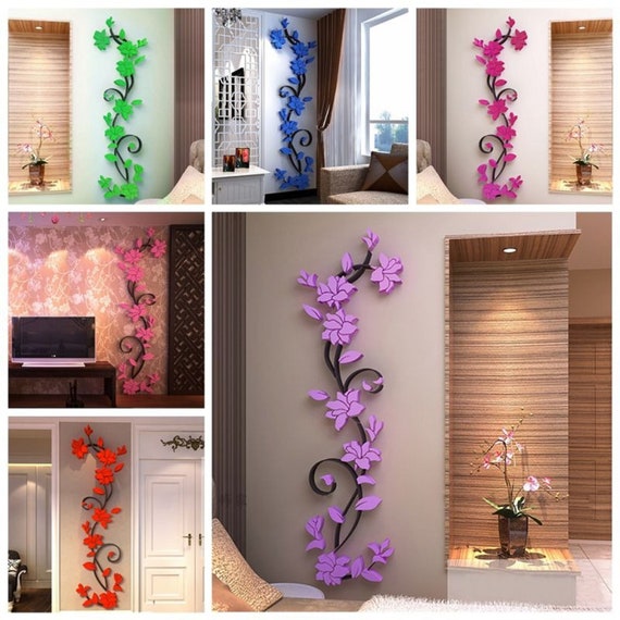 Vine Wall Sticker Home Decor Large Paper Flowers Living Room Etsy