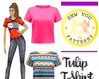 Women's Basic T-Shirt| Tulip PDF sewing pattern | PDF printable sewing pattern | Instant Download| T-Shirt sewing patterns