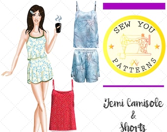 Women's Camisole & Shorts Loungewear| Femi PDF sewing pattern | Print at home sewing pattern | Instant Download| Pyjamas sewing patterns.