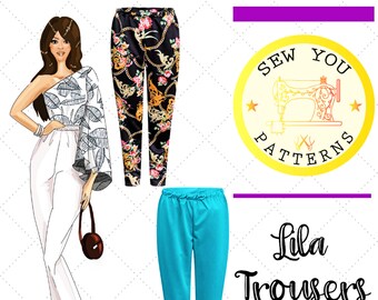 Women's Casual Trousers| Lila Jersey Trousers PDF sewing pattern | PDF printable sewing pattern | Instant Download| Trousers sewing patterns