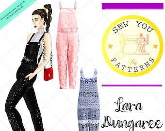 Women's Dungarees | Overalls| Lara Dungaree PDF Sewing Pattern | PDF printable sewing pattern | Instant Download| Dungaree/Overall patterns