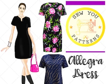 Allegra Dress - PDF dress sewing patterns | Casual pullover day dress patterns | PDF printable sewing pattern | Jersey dress