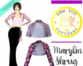 Women's Shrug| Marylin Shrug PDF Sewing Pattern | PDF printable sewing pattern | Instant Download| Shrug/Bolero patterns