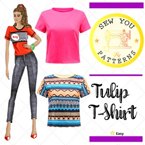 Women&#39;s Basic T-Shirt| Tulip PDF sewing pattern | PDF printable sewing pattern | Instant Download| T-Shirt sewing patterns