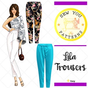Women&#39;s Casual Trousers| Lila Jersey Trousers PDF sewing pattern | PDF printable sewing pattern | Instant Download| Trousers sewing patterns