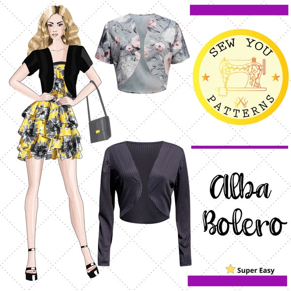 Women's Bolero Cardigan| Alba Bolero PDF Sewing Pattern | PDF printable sewing pattern | Instant Download| Bolero/cardigan patterns