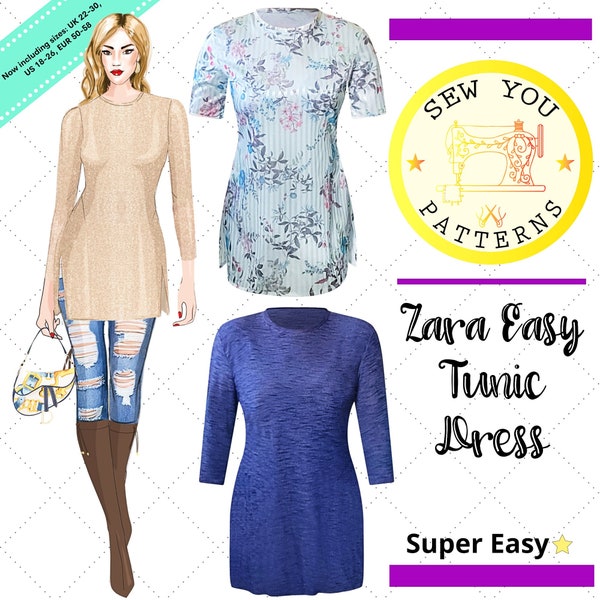 Women's Easy Tunic Dress | Tunic Dress| Tunic Dress PDF Sewing Pattern | PDF printable sewing pattern | Pull-over Dress Sewing Pattern