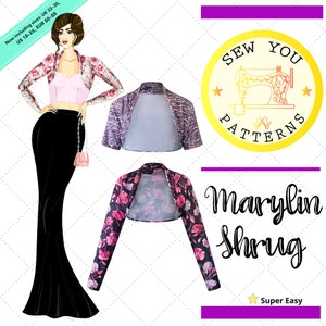 Women's Shrug| Marylin Shrug PDF Sewing Pattern | PDF printable sewing pattern | Instant Download| Shrug/Bolero patterns