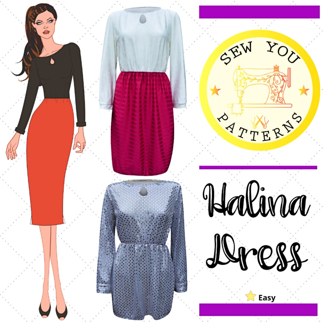 Women's Day Dress Halina PDF Sewing Pattern PDF Etsy