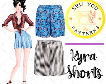 Women's Day Shorts| Kyra Day Shorts PDF sewing pattern | PDF printable sewing pattern | Instant Download| Shorts sewing patterns