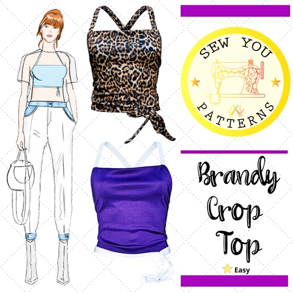 Women's Crop Top with Tie Feature| Brandy PDF sewing pattern | PDF printable sewing pattern | Instant Download| Tops sewing patterns