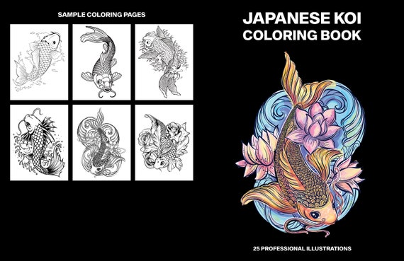 25 printable japanese koi coloring pages fish coloring etsy