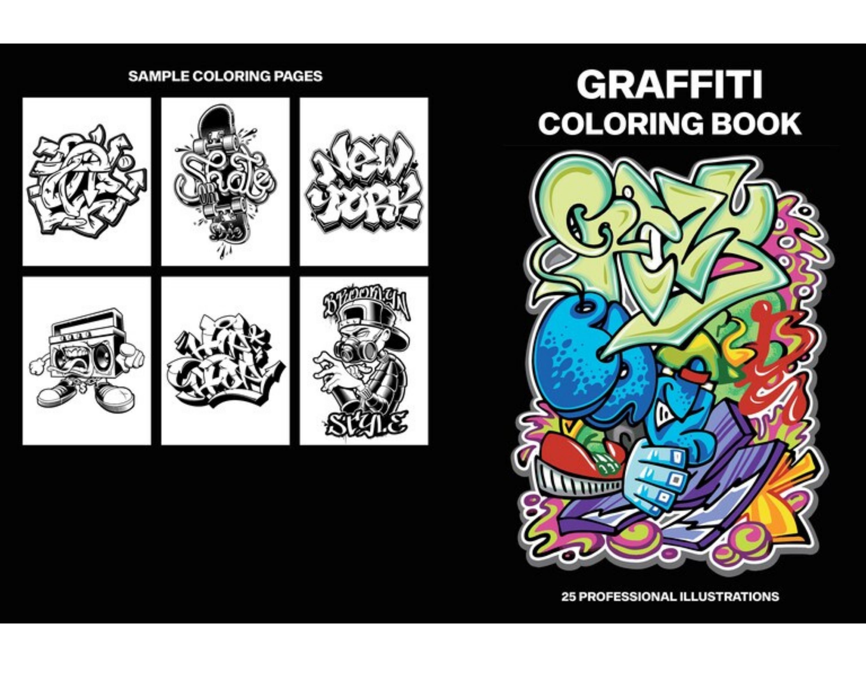 Graffiti Prénom à Imprimer Gratuit Coloriages de graffiti imprimables 25 feuilles dimpression - Etsy Canada