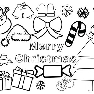 Hoja para colorear de Navidad para niños, A4, Descarga instantánea, Varias imágenes navideñas.