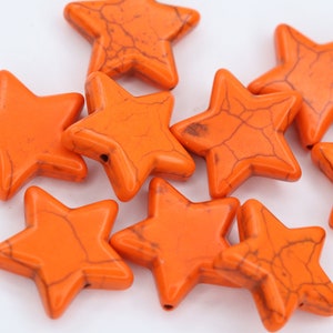 Turquoise Howlite Star Beads, Gemstone Beads, Synthetical Turquoise, Star, Orange 25mm Star Shaped Howlite Beads.ON SALE 30% OFF