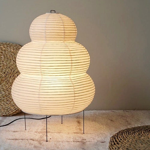 Noguchi Inspired Paper Lamp Japanese Wabi Sabi Lighting Etsy