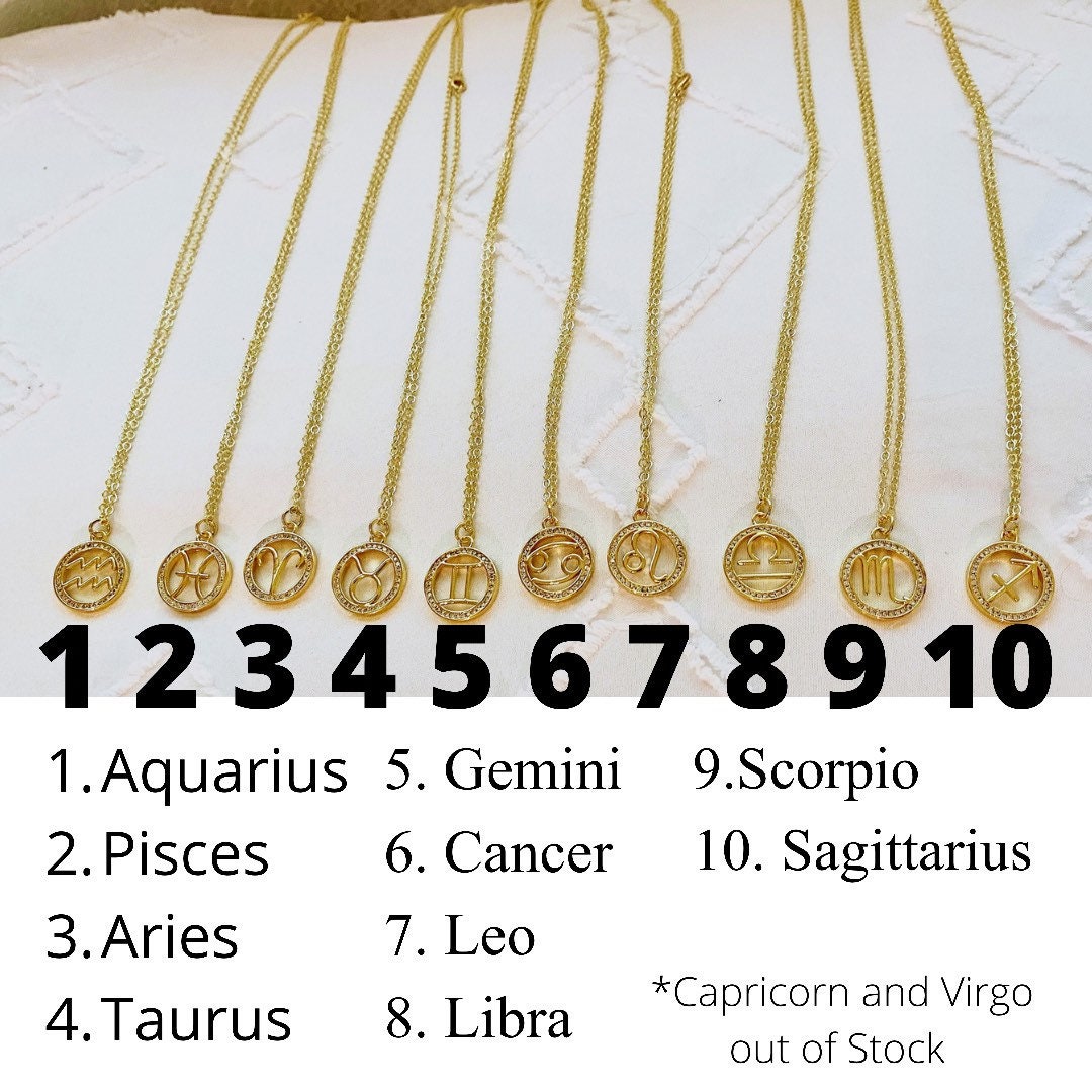 Astrology Horoscope Gold Plated Pendants on 22 Inch Long Chain Etsy