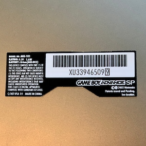 Gameboy Advance SP Replacement Back Sticker