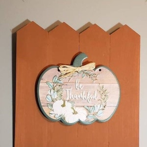 Fall Wood Picket Fence Autumn Sign Be Thankful Metal Wall Hanging Art Handmade Farmhouse Modern Country Home Decor Seasonal Room Decorating