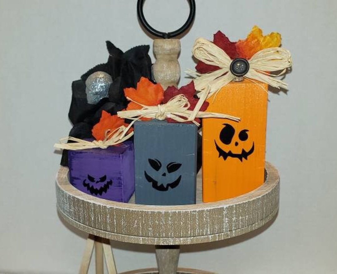 Halloween Tiered Tray Fall Thanksgiving Decor Wood Pumpkin Autumn ...