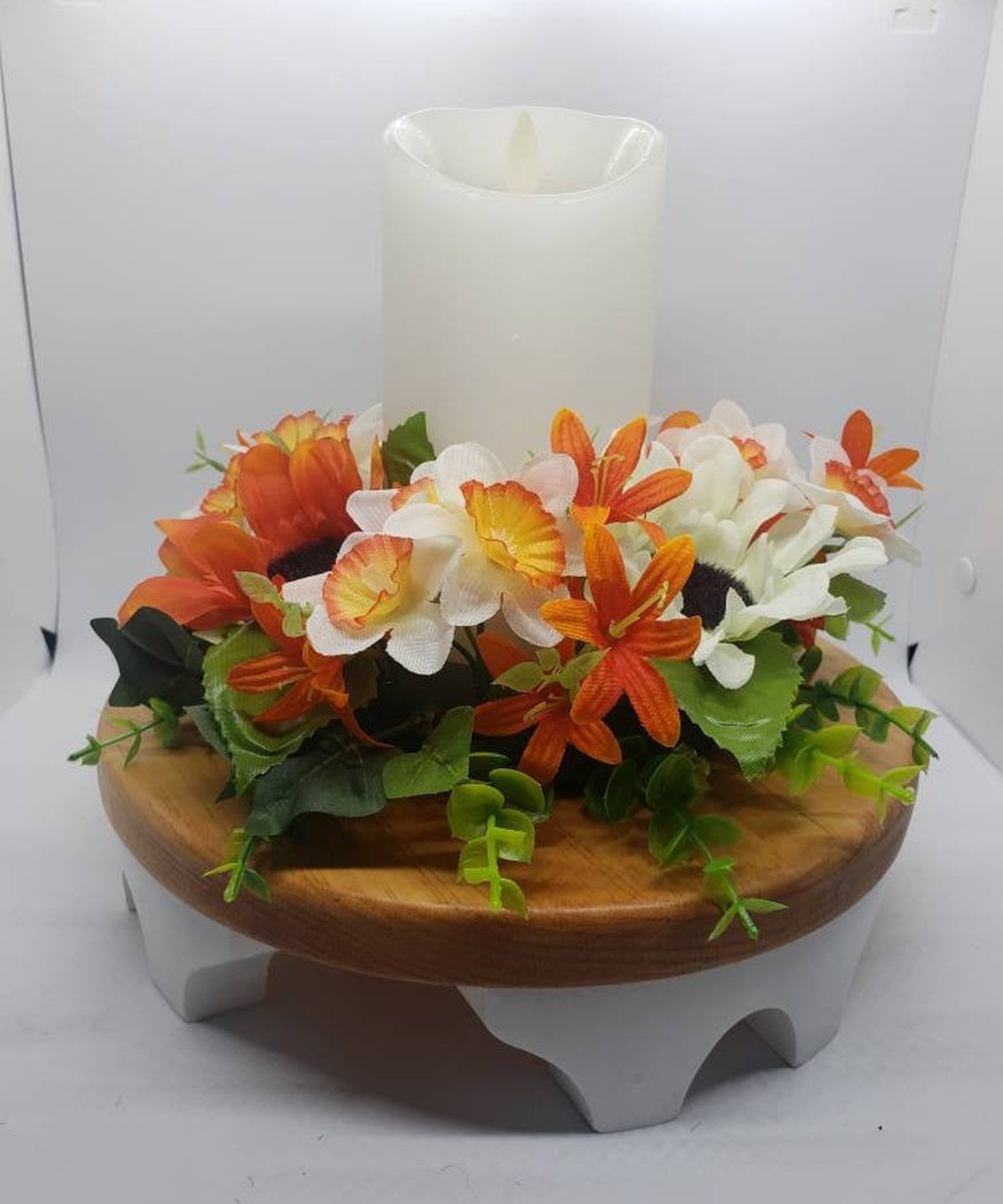 Candle Ring Wreath Floral Pillar Base Centerpiece Assortment Etsy