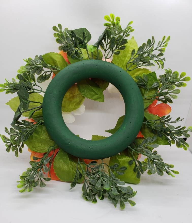 Candle Ring Wreath Floral Pillar Base Assortment of Orange Etsy