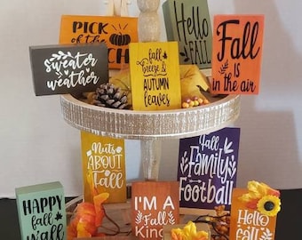 Fall Tiered Tray Decor, Fall Home Decor, Fall Decorative Tray, Fall Tiered Tray Signs, Pumpkin Patch Tiered Tray, Fall Mini Signs, Fall Tray