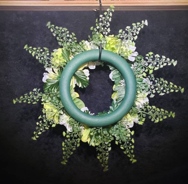 Wreath Candle Ring 13 Floral White & Lime Green Etsy