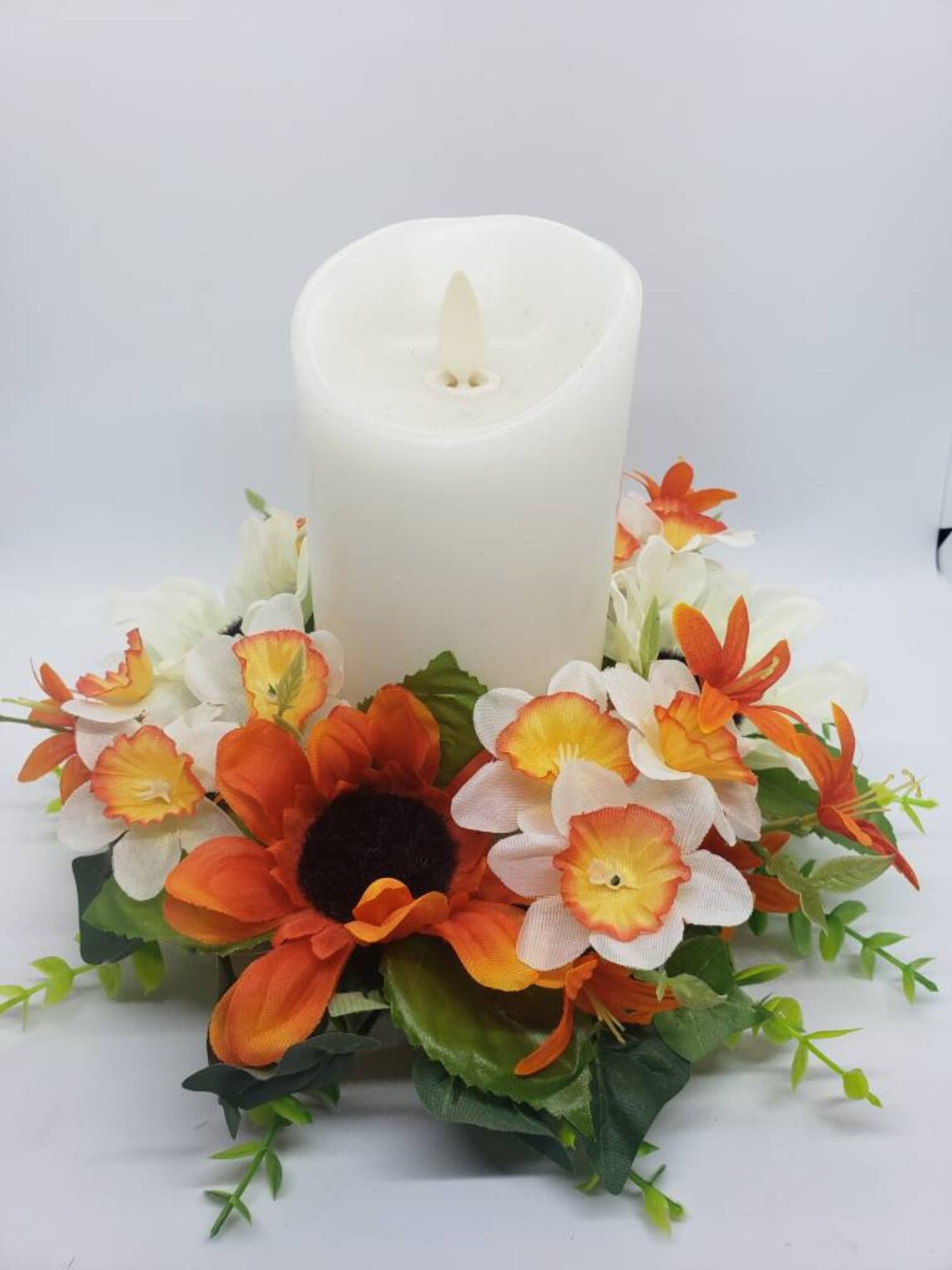 Candle Ring Wreath Floral Pillar Base Centerpiece Assortment Etsy