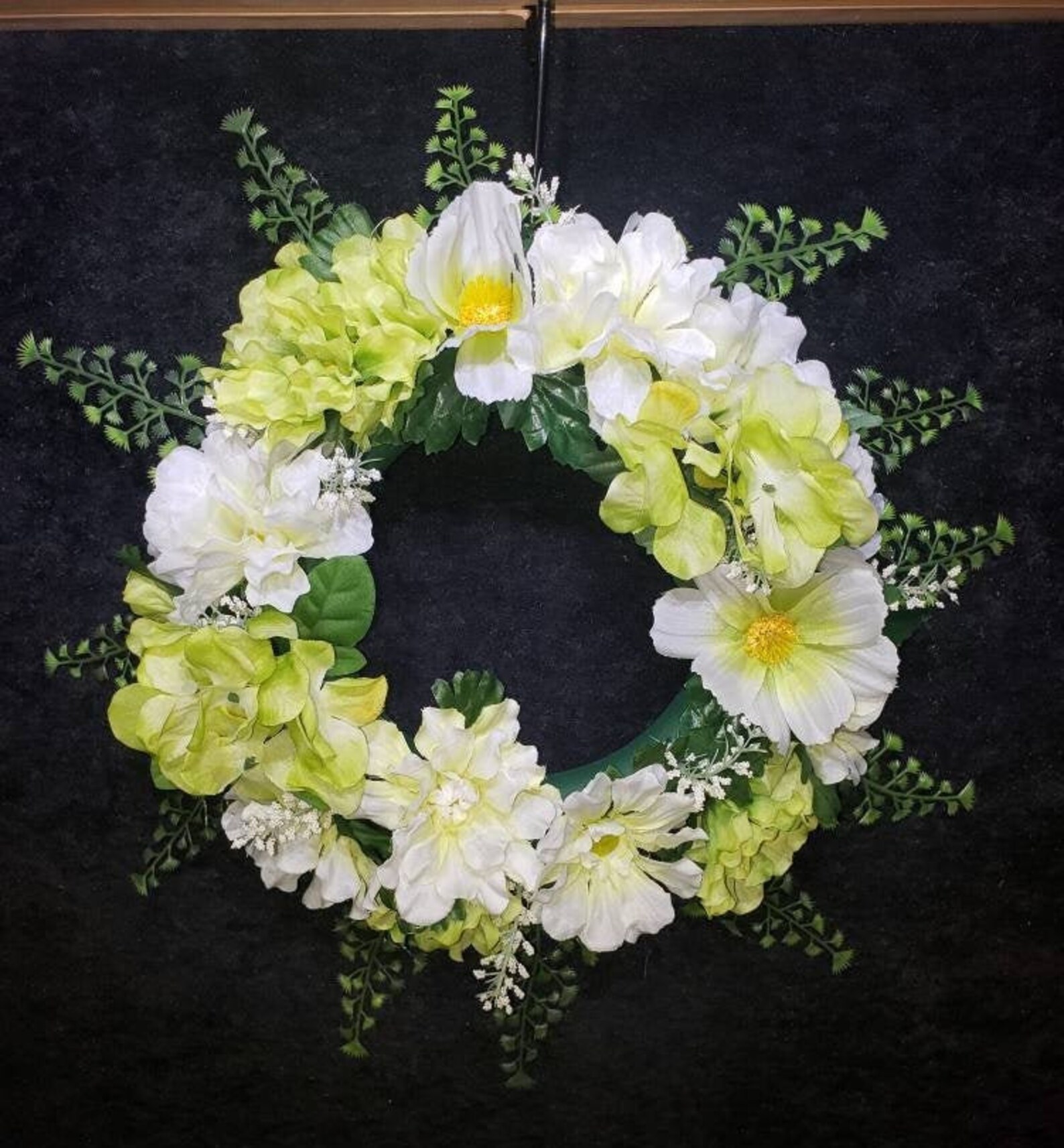 Wreath Candle Ring 13 Floral White & Lime Green Etsy
