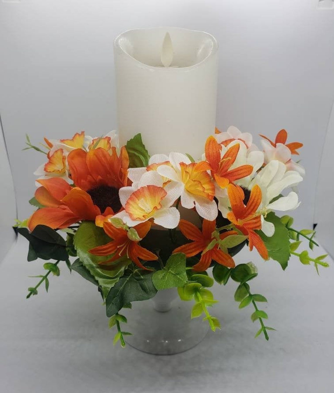 Candle Ring Wreath Floral Pillar Base Centerpiece Assortment Etsy