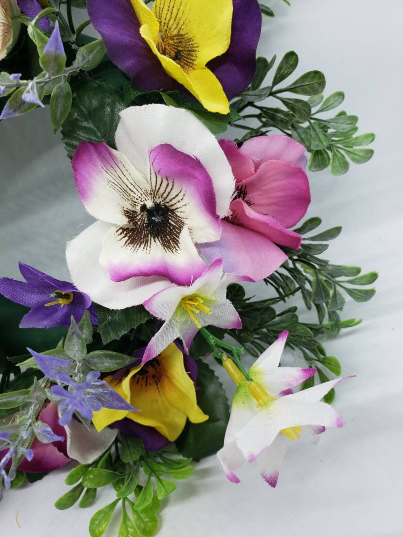 Candle Ring Wreath Centerpiece Floral Assortment of Pansies Etsy
