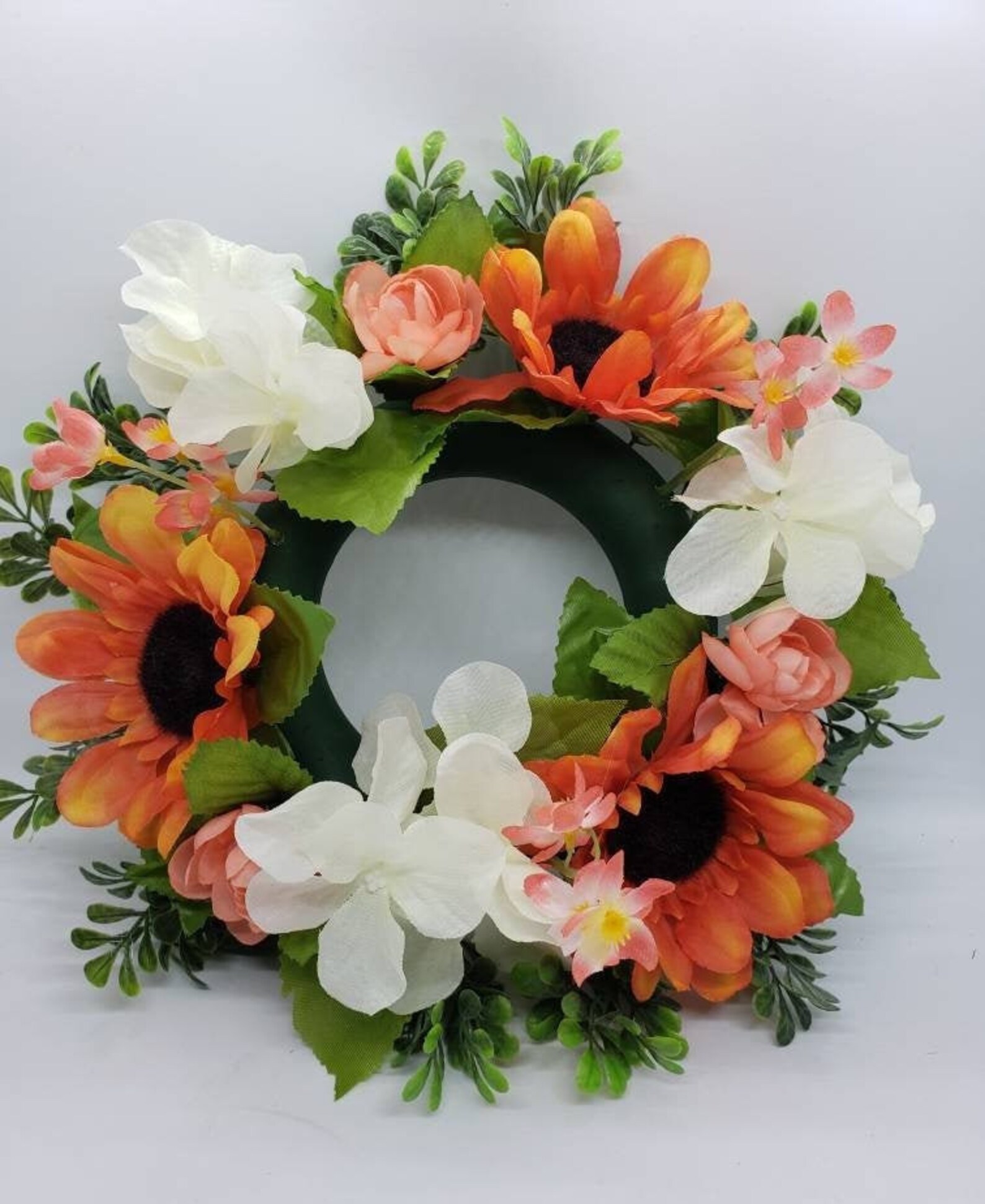 Candle Ring Wreath Floral Pillar Base Assortment of Orange Etsy