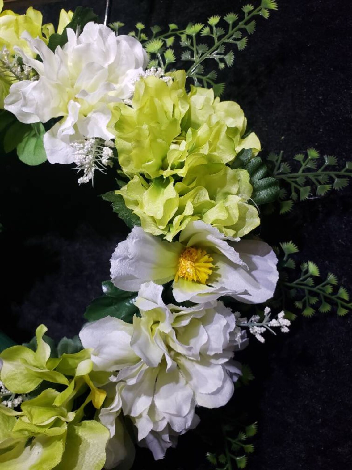 Wreath Candle Ring 13 Floral White & Lime Green Etsy