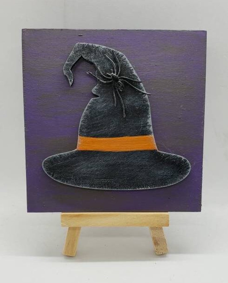 Halloween Rustic Tiered Tray Fall Mini Decor Wood Accent Sign Witch Hat ...